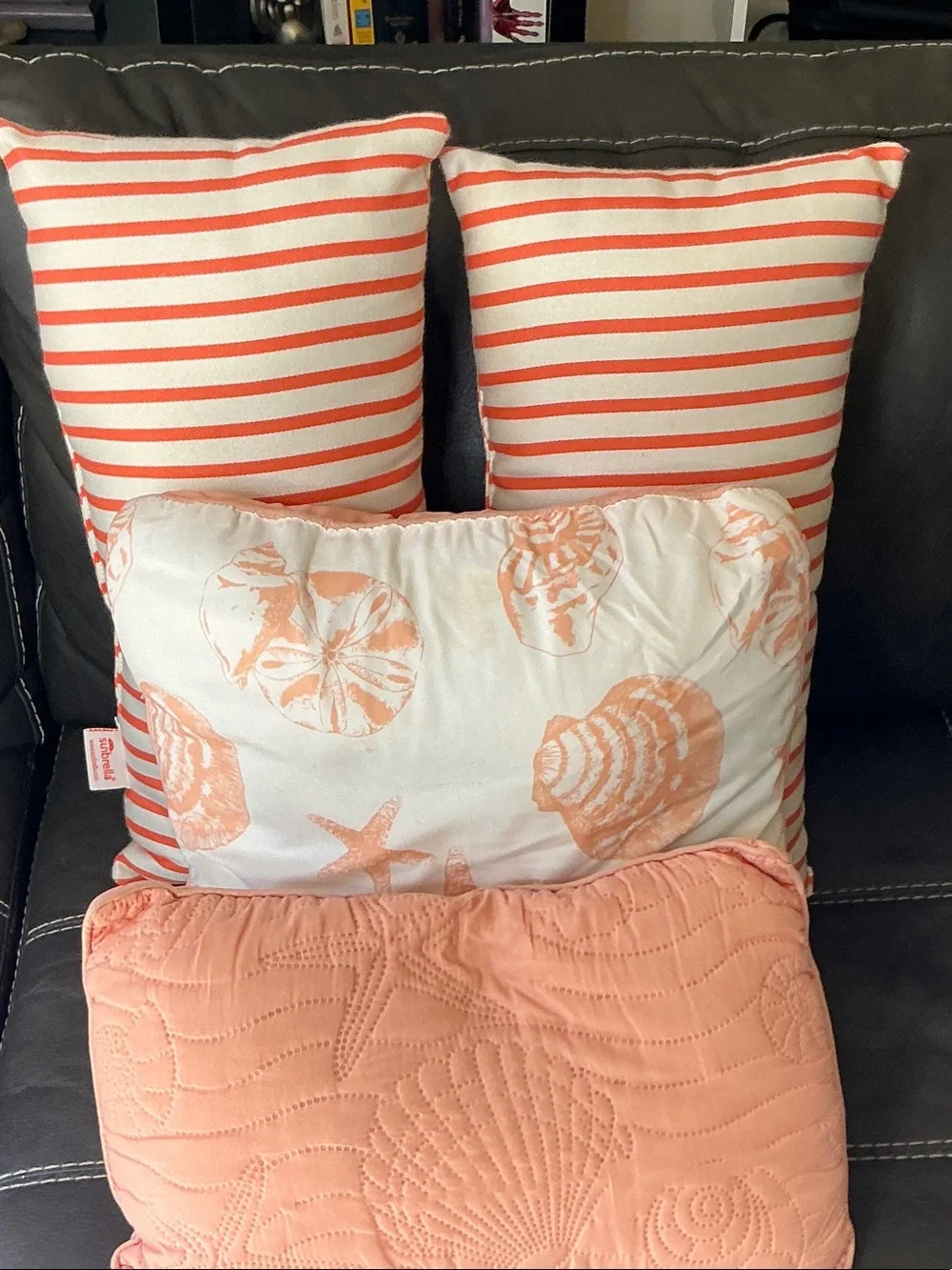 Sonoma Coral Striped and Shell Decorative Pillow Set